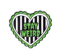Stay Weird Heart Enamel Pin Black White Green Gothic Cute Lapel Badge Metal Accessory Polished Finish Secure Clasp Collectible Pin 2.5cm x 3cm