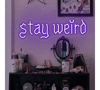 Stay Weird Neon Sign for Wall Decor, Stay Weird Light Sign,Game Room Neon Sign for Fall Season Horror Theme,Living Room Office Man Cave Beer Bar, Stay Weird Decor,Stay Weird Wall Art