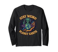 Stay Weird Planet Earth - Cool Retro Alien for Space Lovers Long Sleeve T-Shirt