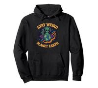 Stay Weird Planet Earth - Cool Retro Alien for Space Lovers Pullover Hoodie