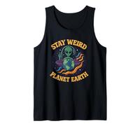 Stay Weird Planet Earth - Cool Retro Alien for Space Lovers Tank Top