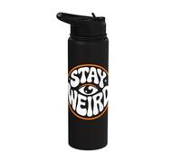Stay Weird Retro Groovy Quote Design | Psychedelic Eye Stainless Steel Insulated Water Bottle