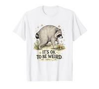Stay Weird Timothys Curious Raccoon Design Funny Quote Value Graphic T-Shirt, Men, White, XL