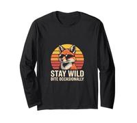 Stay Wild Bite Occasionally Funny Cool Fox Long Sleeve T-Shirt