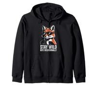 Stay Wild Bite Occasionally Funny Fox Sarcasm Zip Hoodie