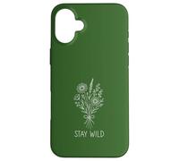 Stay Wild Bouquet Design Line Art Boho Style Case for iPhone 16 Plus