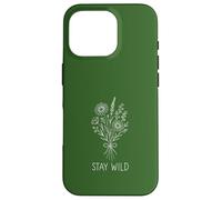 Stay Wild Bouquet Design Line Art Boho Style Case for iPhone 16 Pro