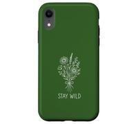 Stay Wild Bouquet Design Line Art Boho Style Case for iPhone XR