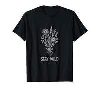Stay Wild Bouquet Design Line Art Boho Style T-Shirt