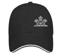 Stay Wild Live Free Mushroom Baseball Cap Vintage Dad Hat for Women Gifts for Him Golf, Black, One size