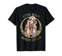 Stay Wild Moon Child Hippie Crescent Moon Peace Love Hippie T-Shirt