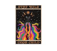 Stay Wild Moon Child LGBT Rainbow Pride Month Equality Retro Poster Painting On Canvas Wall Art Poster Scroll Picture Print Walls Decor Home Posters 12x18inch(30x45cm)