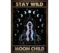 Stay Wild Moon Child Moon Decor Vintage Metal Signs Witchy Room Decor Moon Phase Poster Funny Gifts For Office Kitchen Bathroom Home Bedroom Wall Art 8x12 inch