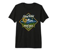Stay Wild Moon Child Mountain Nature Celestial Boho Premium T-Shirt