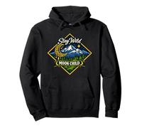 Stay Wild Moon Child Mountain Nature Celestial Boho Pullover Hoodie