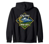 Stay Wild Moon Child Mountain Nature Celestial Boho Zip Hoodie