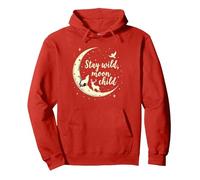 Stay Wild Moon Child Mystical Night Sky Pullover Hoodie, Adult Unisex, Red, L