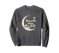Stay Wild Moon Child Mystical Night Sky Sweatshirt, Adult Unisex, Dark Heather Grey, L