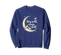 Stay Wild Moon Child Mystical Night Sky Sweatshirt, Adult Unisex, Navy, L