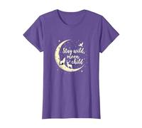 Stay Wild Moon Child Mystical Night Sky T-Shirt, Women, Purple Heather, M