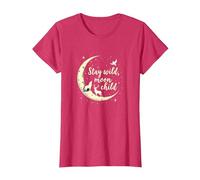 Stay Wild Moon Child Mystical Night Sky T-Shirt, Women, Red Heather, S