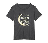 Stay Wild Moon Child Mystical Night Sky T-Shirt, Women's Plus, Dark Heather Grey, 2X