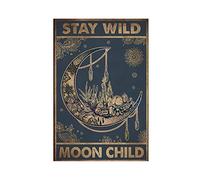 STAY WILD MOON CHILD Retro Poster Canvas Poster Wall Art Decor Print Picture Paintings for Living Room Bedroom Decoration Unframe-style 08x12inch(20x30cm)