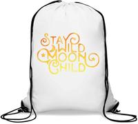 Stay Wild Moon Child Yellow Graphic Gym Sack Casual Drawstring Bag White