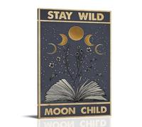 Stay Wild Moon Retro Literary Print Canvas Wall Art Posters: Aesthetic Prints for Bedroom, Dorm Room Decor 16x24inch(40x60cm)