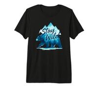 Stay Wild Mountain Bear Watercolor Nature Adventure Premium T-Shirt