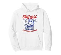 Stay Wild Outdoor Legend Retro Raccoon On A Camping Chair Pullover Hoodie