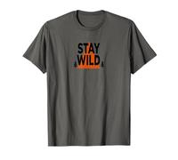 Stay Wild Outdoor Letterpress Style Hiking Camping T-Shirt