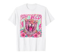 Stay Wild Pink Leopard Tropical Animal Floral Safari Jungle Value Graphic T-Shirt