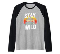 Stay Wild Retro Camper Sunset Forest Camping Raglan Baseball Tee