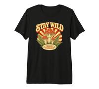 Stay Wild Retro Mushroom Freshly Foraged Nature Tee Premium T-Shirt