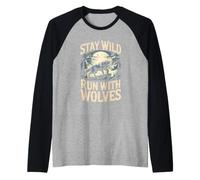 Stay Wild Run with Wolves Wolf Pack Raglan Baseball Tee