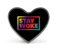 Stay Woke Cute Enamel Brooch Badges Pin Heart Lapel for Hat Jacket Bag Decor 0.8 X 1 in