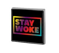 Stay Woke Cute Enamel Brooch Badges Pin Square Lapel for Hat Jacket Bag Decor 0.7 in