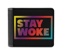 Stay Woke Slim Bifold Wallet Minimalist Wallets Pouch with Card Slots for Men Women