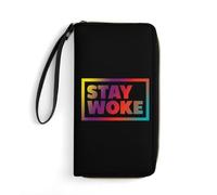 Stay Woke Women's Clutch Wallet Bifold Wristlet Long Purse Card Holder Handbag