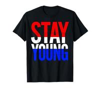 Stay Young Bold Red White Blue Patriotic Senior Citizen Tee T-Shirt