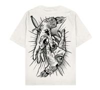 staycoldapparel T-Shirt - Think Twice - Oversized T-Shirt - 100% Cotton - In Light / Sand Colours, White, XL