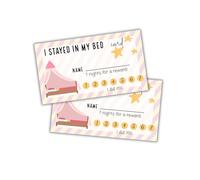 Stayed In My Bed Punch Card in Pink 50 Pack Reward Cards for Sleep Routine, Bedtime Tracker, Positive Reinforcement, Daily Routine Motivation - 2x3.5”