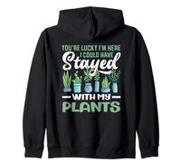 Stayed With My Plants Funny Plant Lover Gardener Zip Hoodie