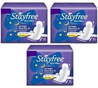 STAYFREE best All Night Ultra dry Xl (7+7+7) Pads Sanitary Pad (Pack of 3)