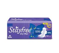 Stayfree Dry Max All Night XXL (28 pads) Dry Cover Sanitary Pads For Women With Wings