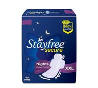 Stayfree Secure Nights XXL Sanitary Pads, Overnight Protection, 100% Leak Protection, Cottony Comfort, Extra Long 320 mm, 40 Count