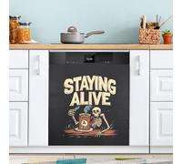 Staying Alive Dishwasher Magnet Cover for Door Front, Large Metal Decorative Kitchen Dishwasher Panel Decal Refrigerator Magnetic Decor Sticker 58 x 66 CM