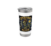 Staying Alive Skeleton Drink Coffee Van Gogh Staying Alive Stainless Steel Insulated Tumbler