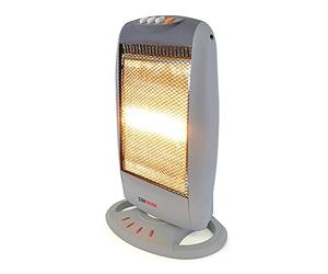 STAYWARM 1200w 3 Bar Compact Halogen Heater with 3 Heat Settings / 90 Degree Oscillation / Safety Tip-over Switch / Carry Handle - F2106GR - Grey